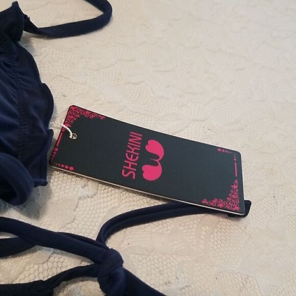 NWT SHEKINI Women's Halter Bikini Ruched 2 PC Swimsuit Tie Side Set - Picture 9 of 12